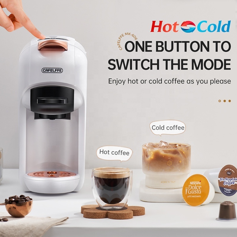 CAFELFFE Automatic Electric Capsule Coffee Machine 5 in1 Hot/Cold Multiple Espresso Cappuccino Coffee Maker