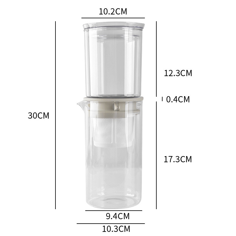 New Arrival Borosilicate Glass 600ml Hand Drip Ice Tea Drip Coffee Pot Cold Coffee Brewer Cold Brew Coffee Maker