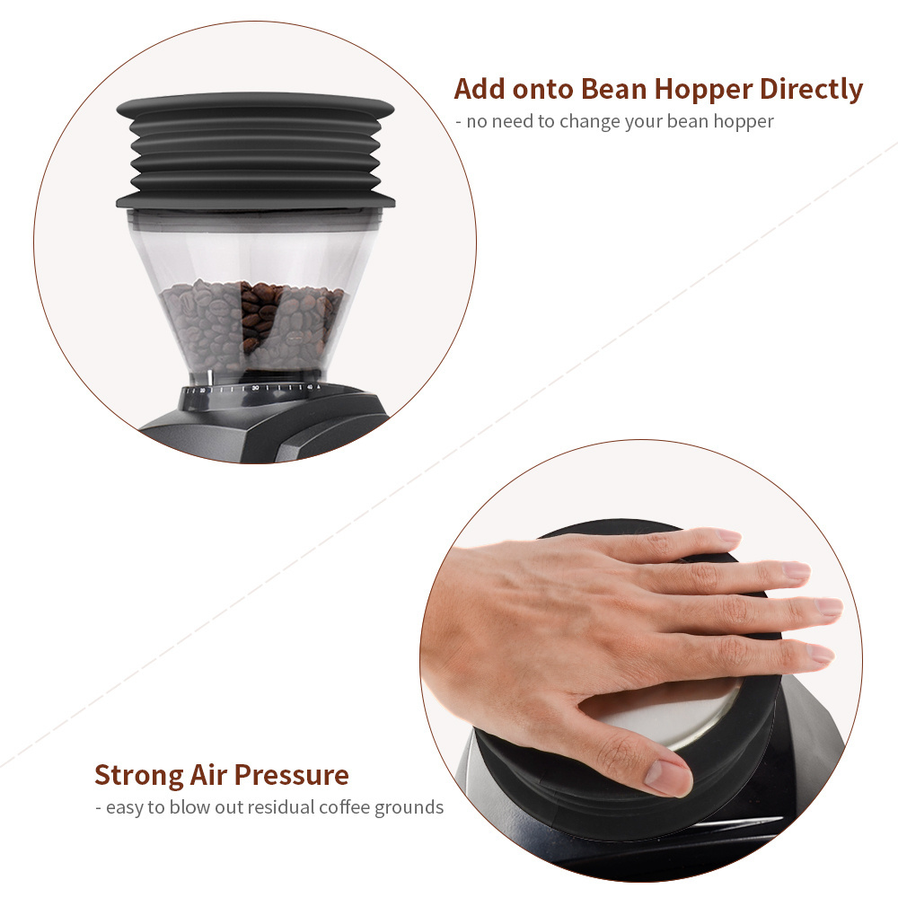 Coffee Grinder Single Dose Hopper And Bellows Blowing Bean Bin Hopper with Silicone Bellow and Aluminum Lid Blower for Baratza