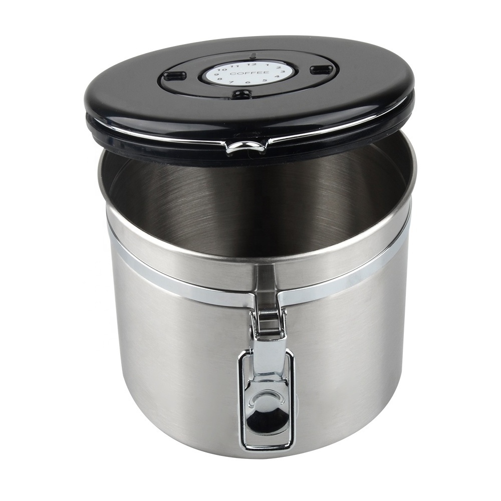 Stainless Steel Kitchen Food Storage Jar Cereal Storage Box 1400ml Coffee Bean Sealed Canister