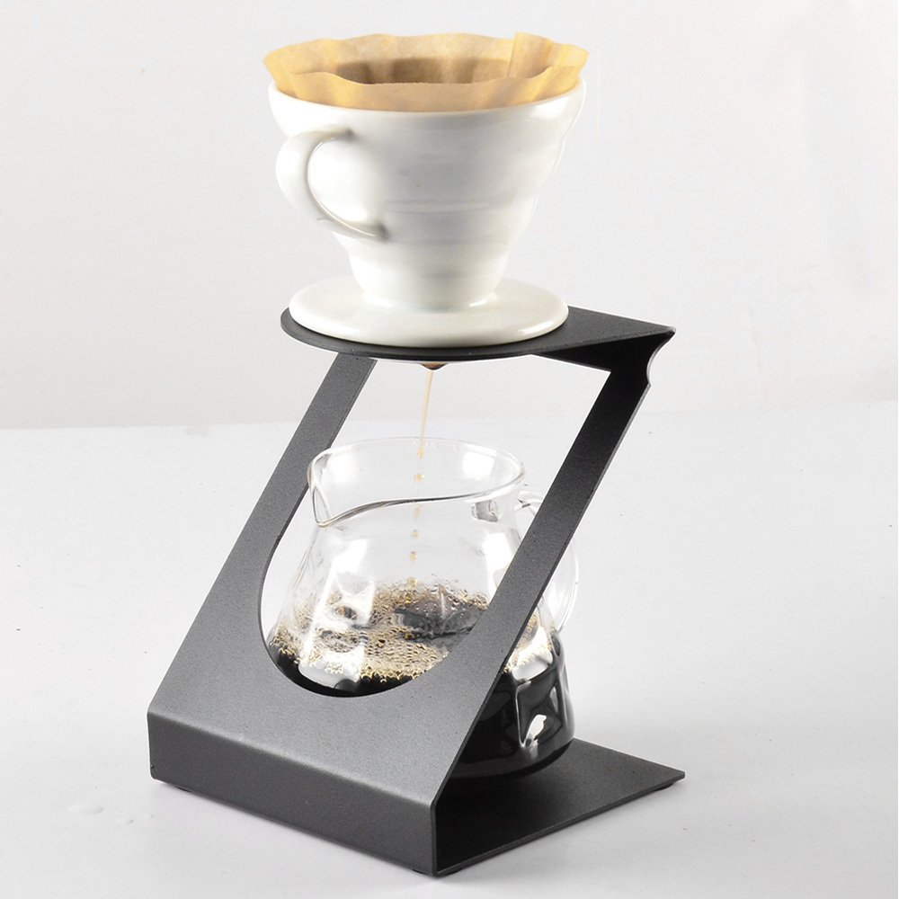 CAFEMASY Pour Over Coffee Station Dripper Stand Metal Rack Filter Cone Glass Carafe Dripper Holder for Home Kitchen