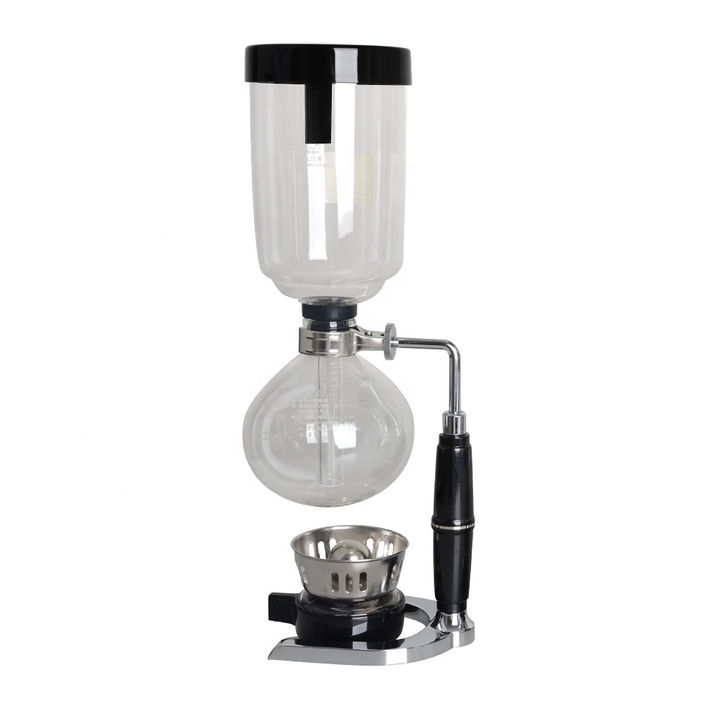 CAFEMASY Glass Siphonic Vacuum Syphon Glass Siphon Coffee Maker Black/Gold Syphon Coffee Maker