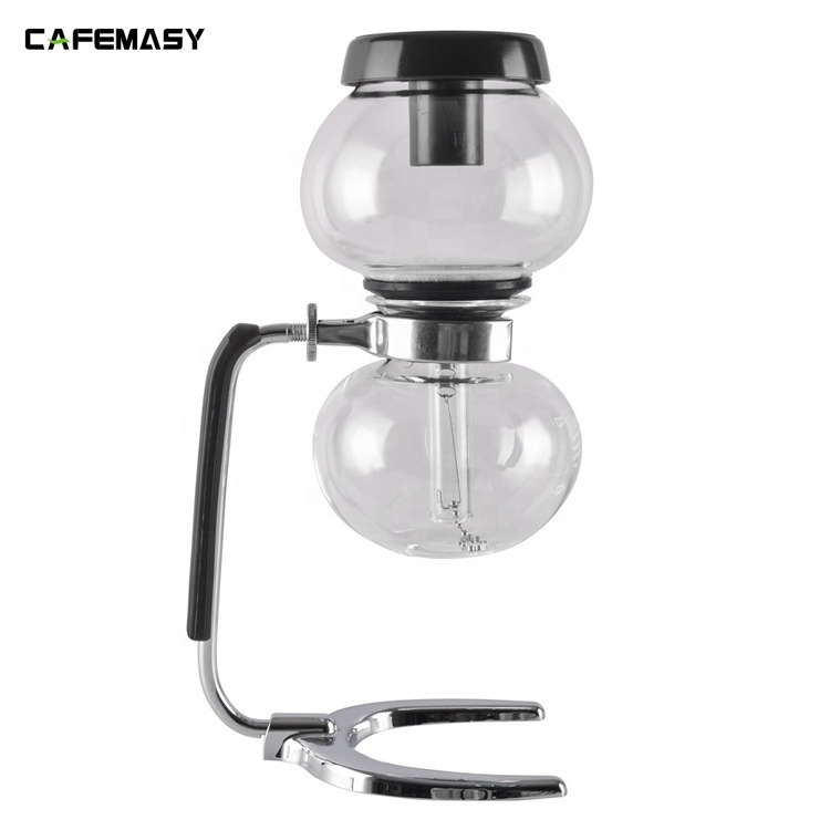 CAFEMASY New Style Metal Coffee Siphon Kettle Heat-Resistant Coffee Maker Percolator 3 Cups Coffee Syphon