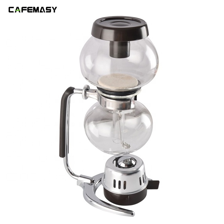 CAFEMASY New Style Metal Coffee Siphon Kettle Heat-Resistant Coffee Maker Percolator 3 Cups Coffee Syphon