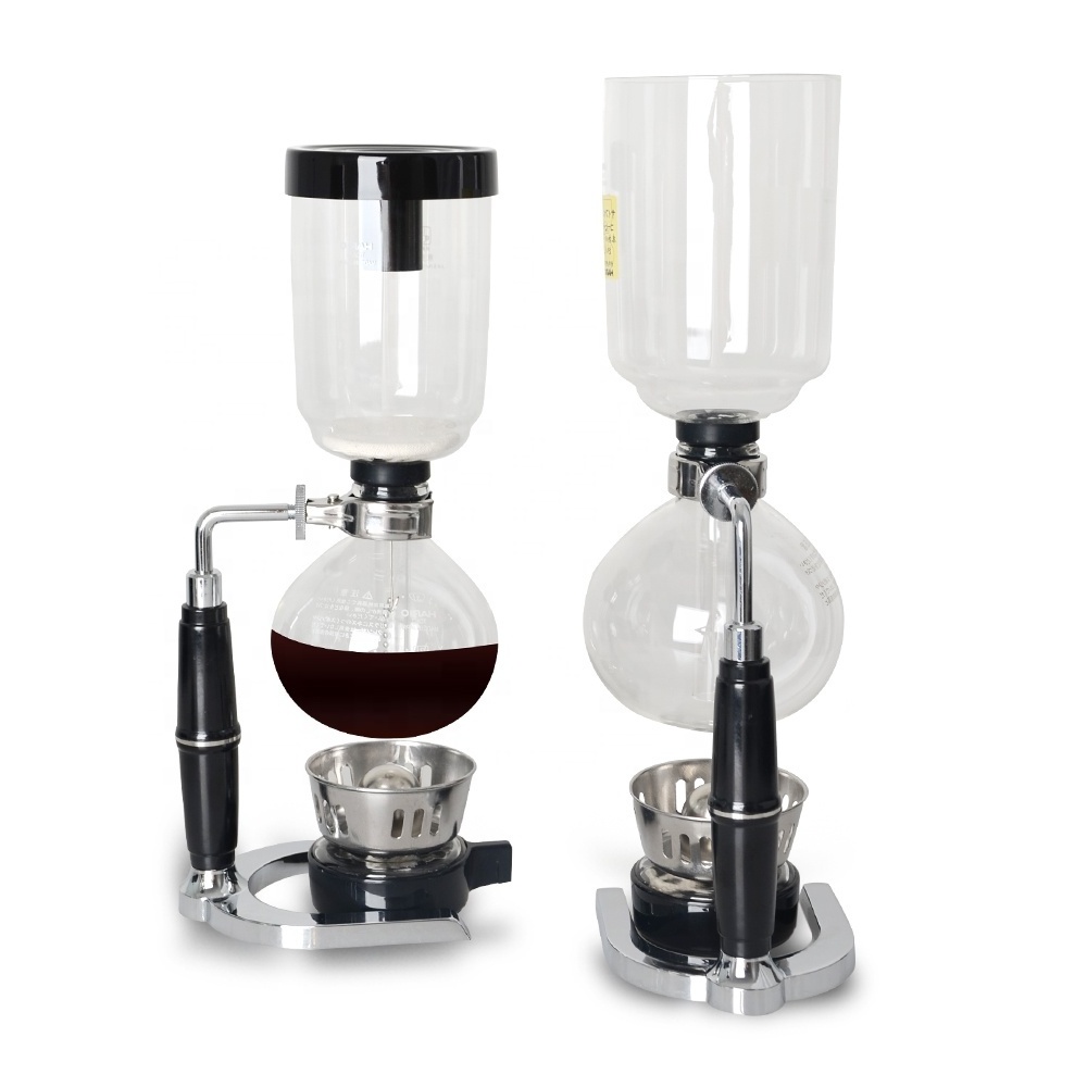 CAFEMASY Glass Siphonic Vacuum Syphon Glass Siphon Coffee Maker Black/Gold Syphon Coffee Maker