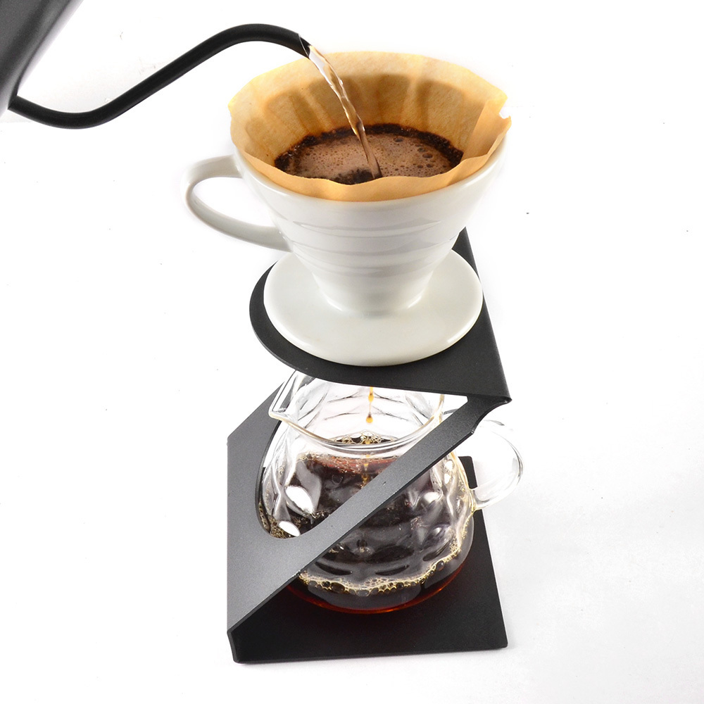 CAFEMASY Pour Over Coffee Station Dripper Stand Metal Rack Filter Cone Glass Carafe Dripper Holder for Home Kitchen