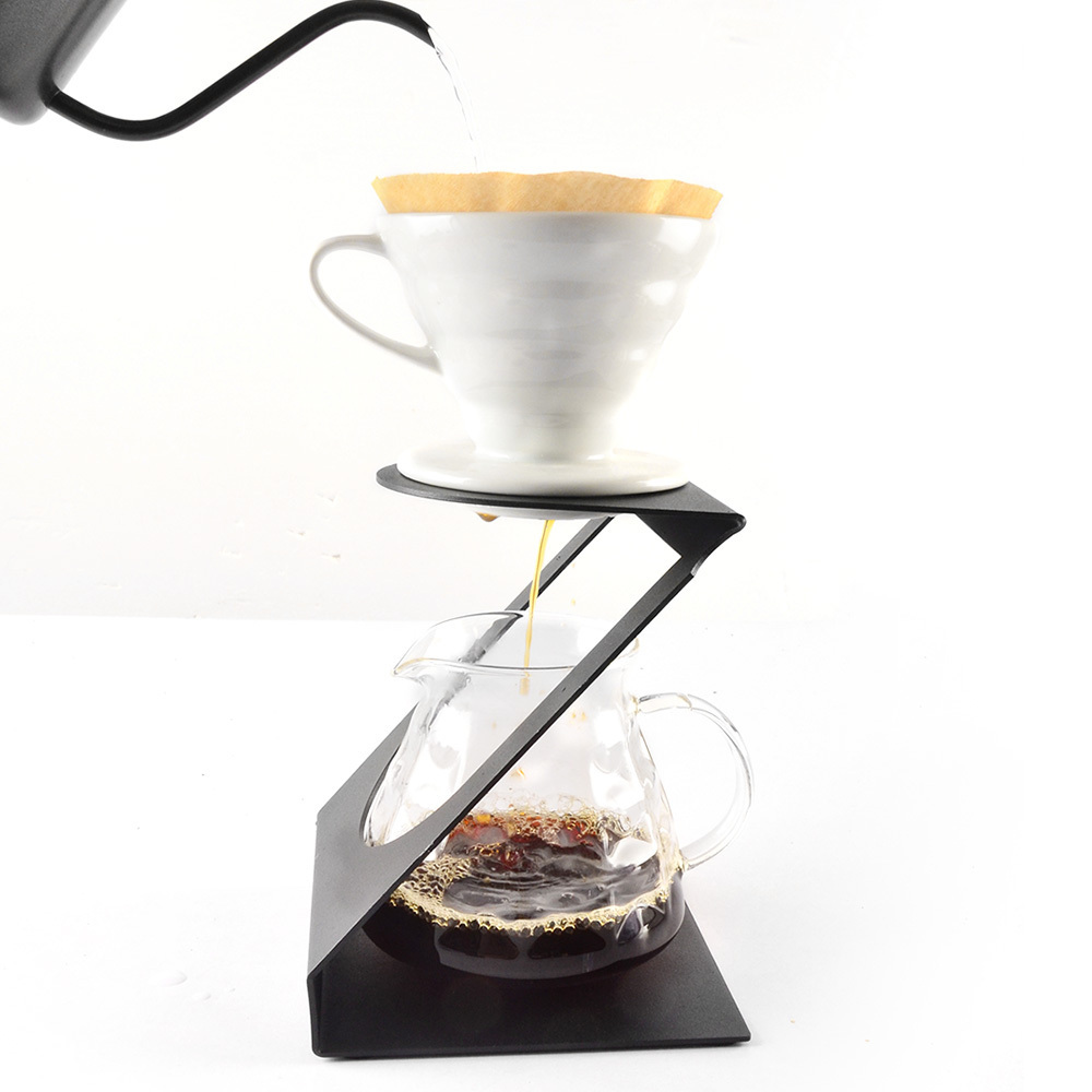 CAFEMASY Pour Over Coffee Station Dripper Stand Metal Rack Filter Cone Glass Carafe Dripper Holder for Home Kitchen