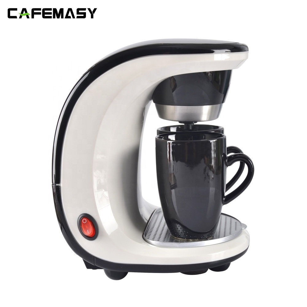 CAFEMASY Electric Coffee Machine with Two Cups Drip Coffee Machine Espresso Coffee Maker for 1-2 People