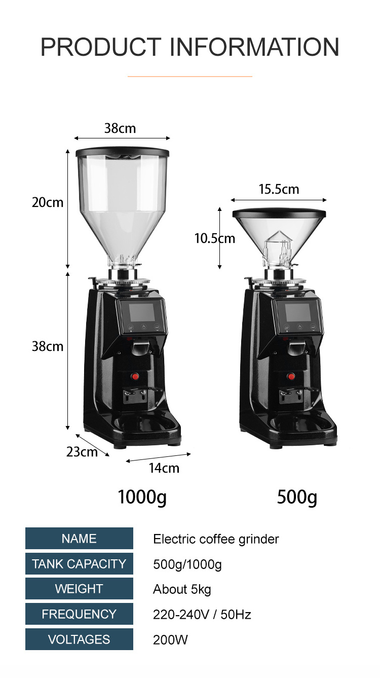 Professional Commercial Coffee Grinder Hotel Black Touch-screen Espresso Bean Grinder Electric Coffee Grinder Machine