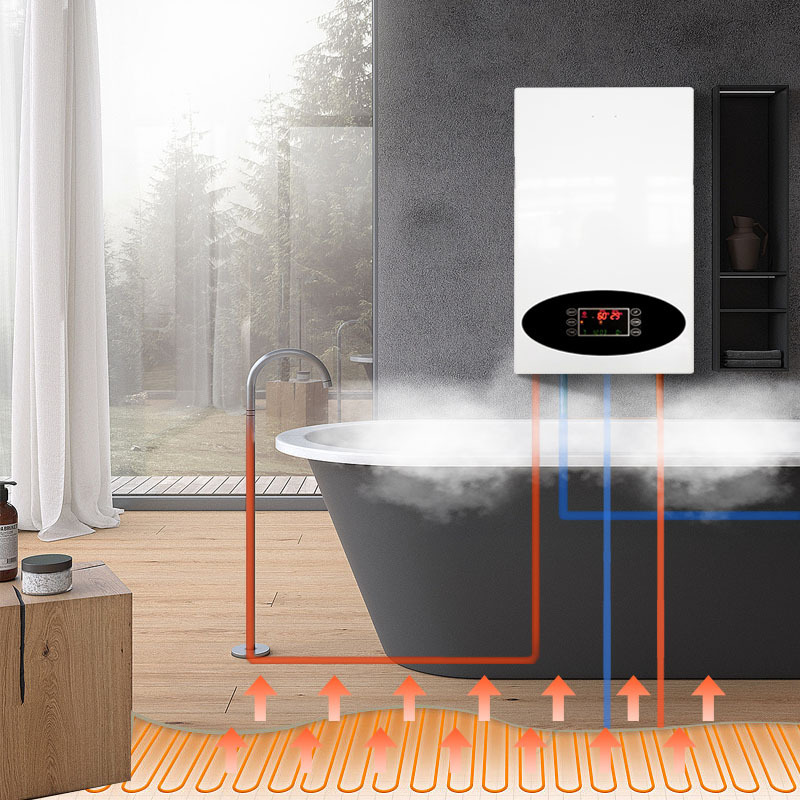 Low electric consumption 12KW electrical combi central heating boiler for domestic hot water and radiator