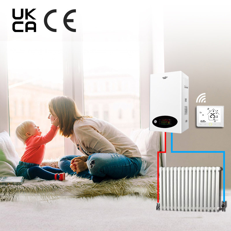 Low electric consumption 12KW electrical combi central heating boiler for domestic hot water and radiator