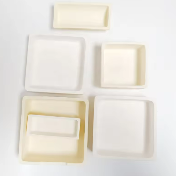 99% Al2O3 Alumina Combustion Boat with lid , rectangle alumina ceramic boats crucible