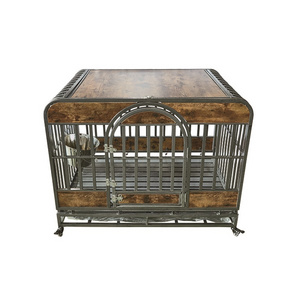 Hot Sale Wooden Furniture Metal Dog Cage Home Decorative Dog Kennel With Double Door