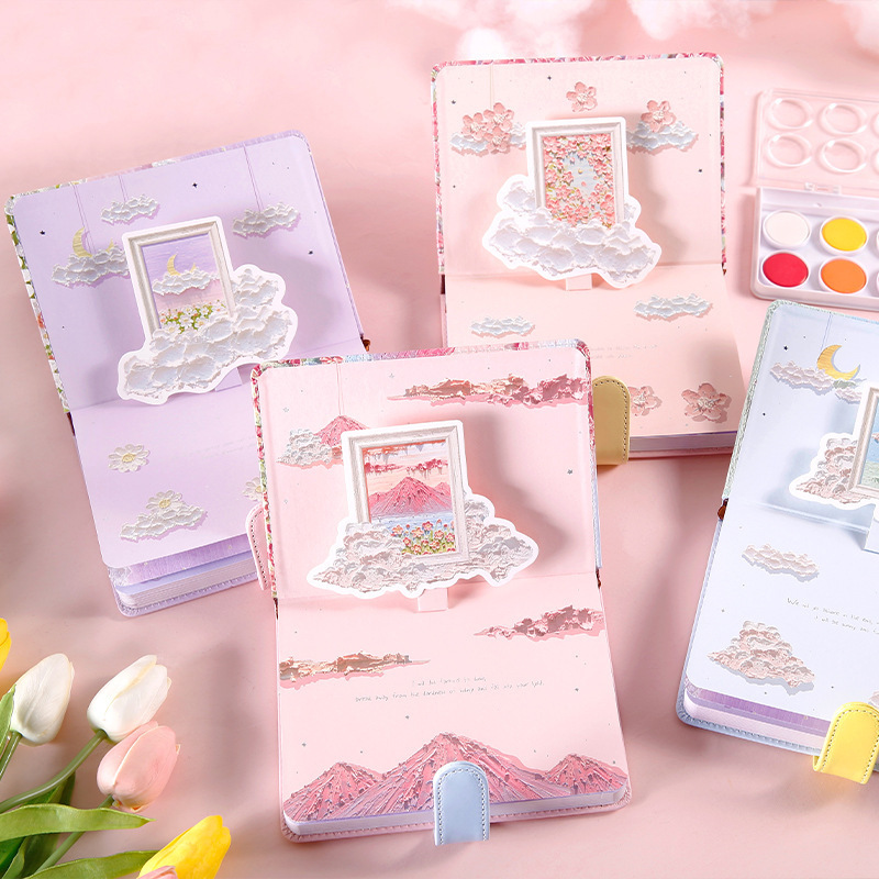 Ironed silver greeting cards notebook literary and fresh flower ledger decoration set gift box