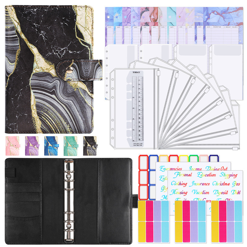 Custom gilt black A6 budget binder envelopes saving challenge budget cards book with zip pockets