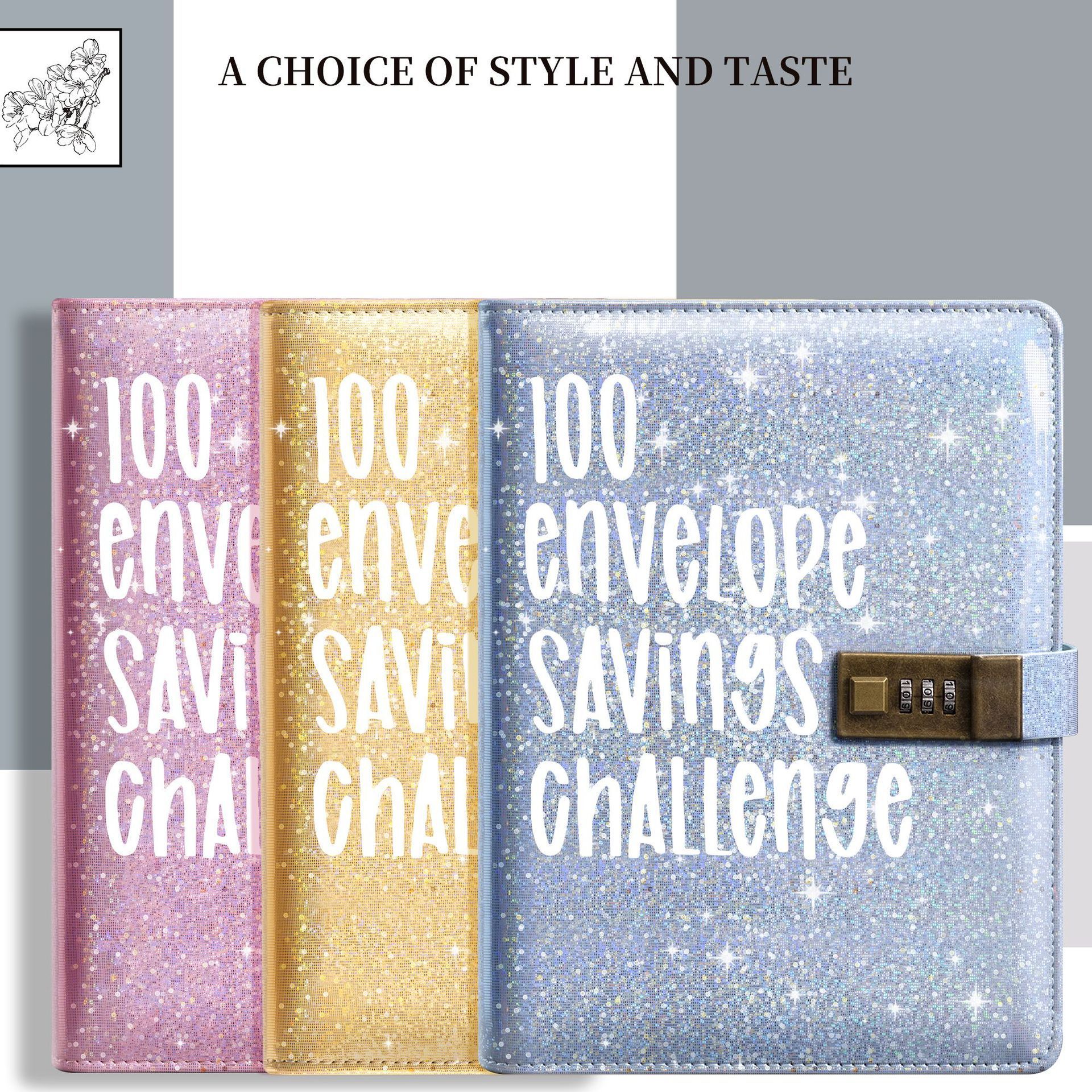 New Design Silvery A5 budget binder 100 envelope saving challenge money book with sleeves pockets sheet