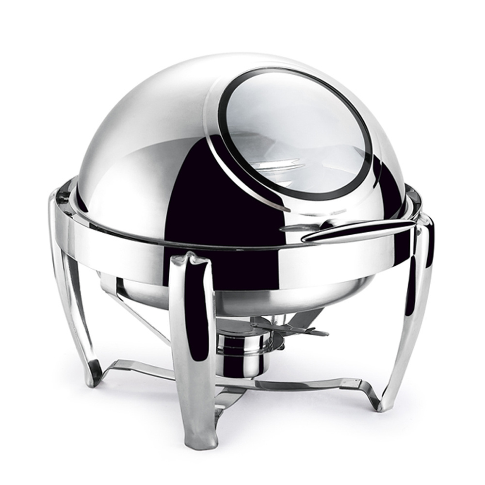 High quality of stainless steel food warmer with window and round shaped of chafing dish