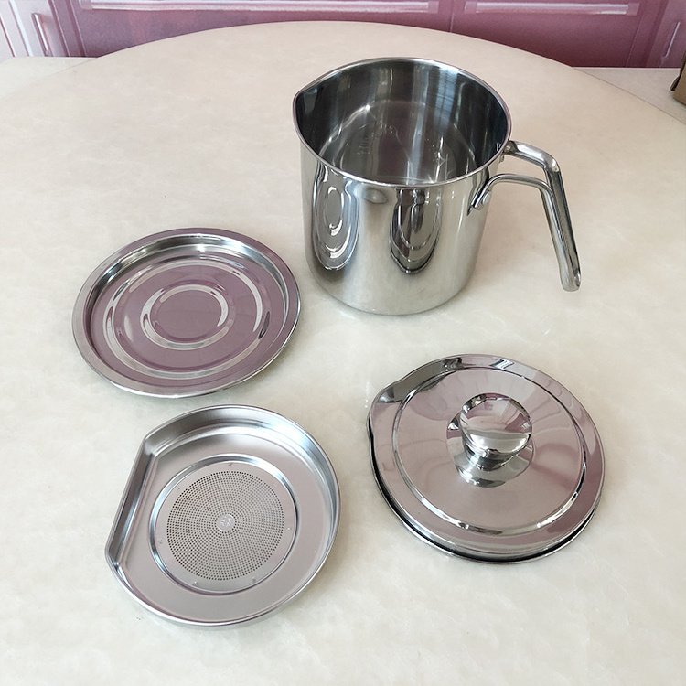 Hot sale kitchen stainless steel oil pot oil cup oil strainer pot with filter