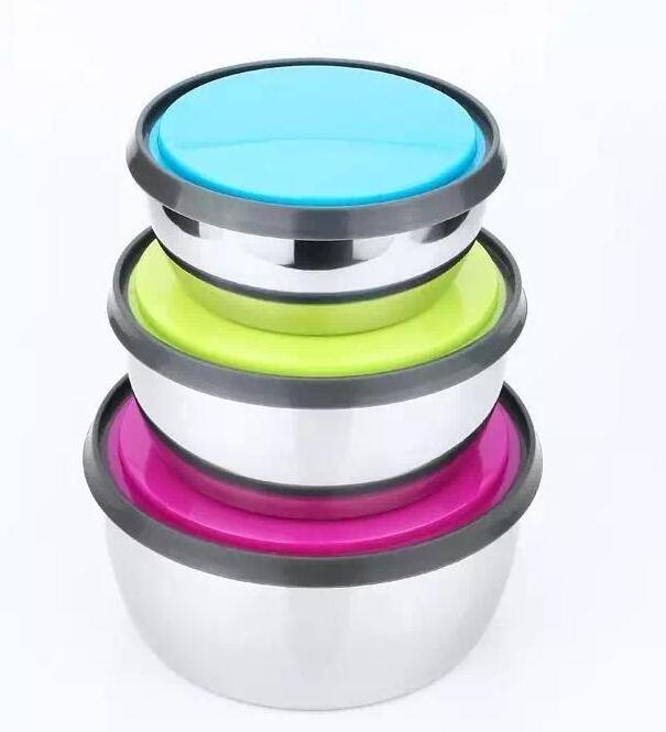 stainless steel food container with lid bowl seal bowl of fresh round refrigerator storage lunch large boxes