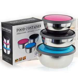 stainless steel food container with lid bowl seal bowl of fresh round refrigerator storage lunch large boxes