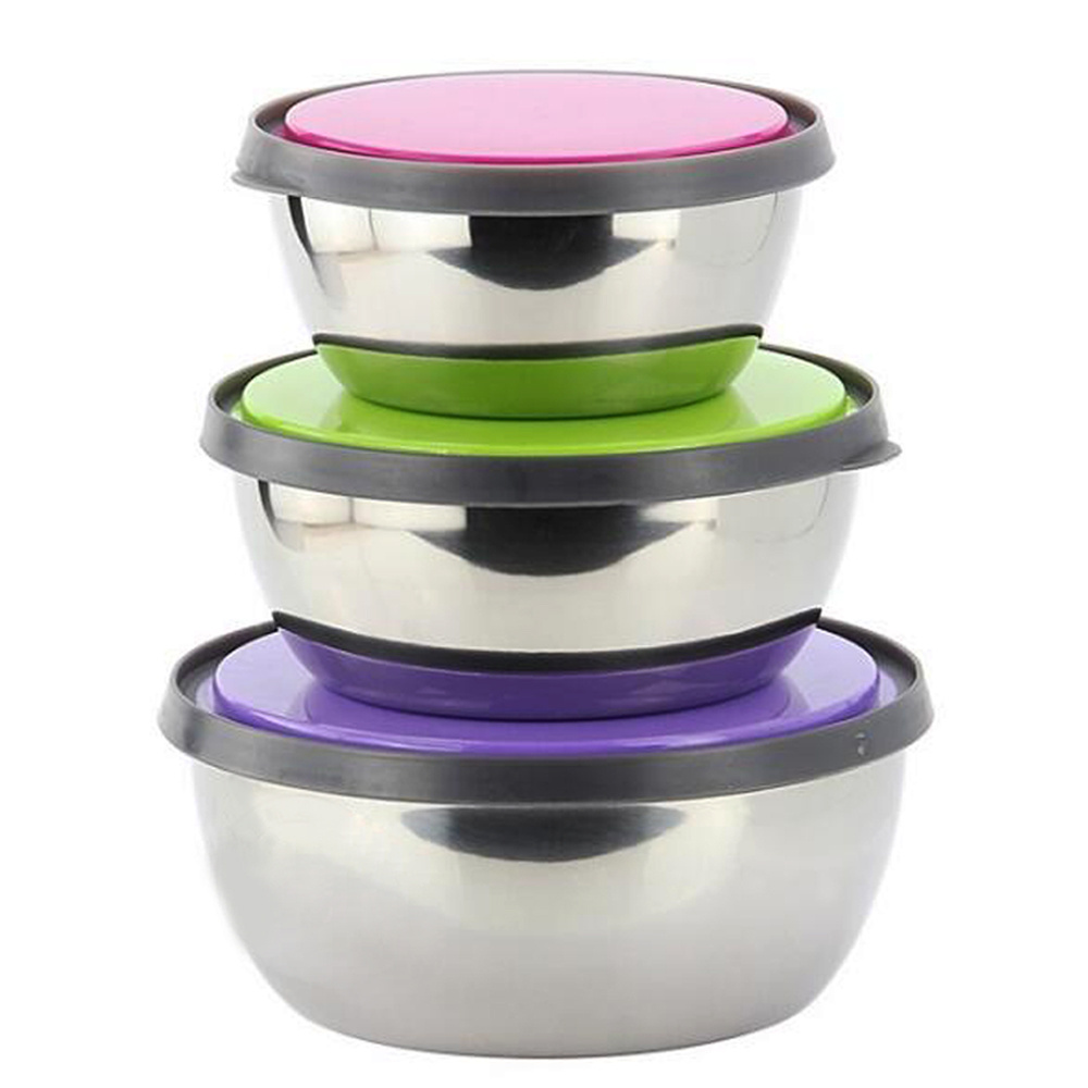 stainless steel food container with lid bowl seal bowl of fresh round refrigerator storage lunch large boxes