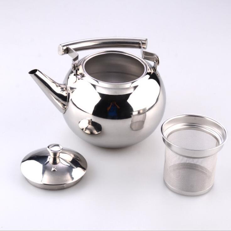 Factory price 1L and 1.5L Stainless Steel Water Tea Coffee Pot with Infuser Strainer Teapot