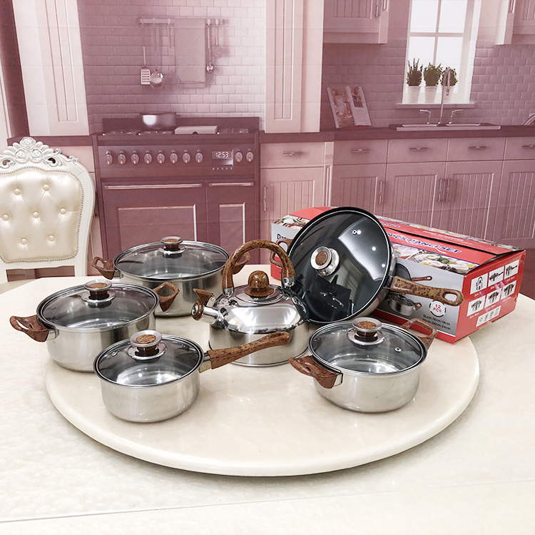 12 pcs Stainless Steel Cookware Set Induction Hot Pot Cooking Pot and Pans