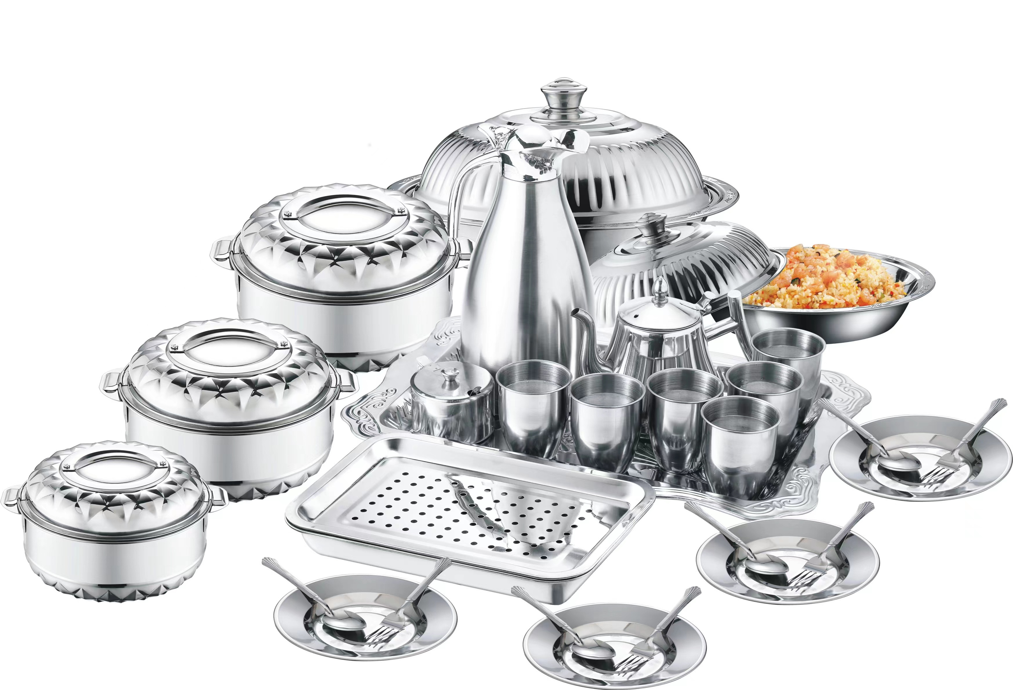 Best price  steel  lid 28pcs cookware sets stainless steel pot sets