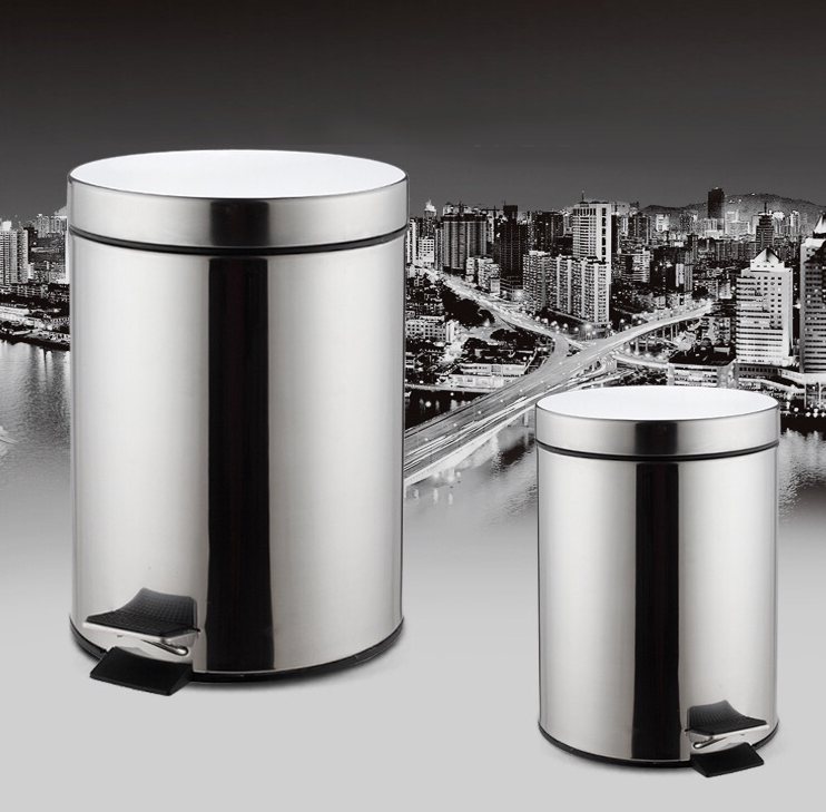 stainless steel step dustbin foot pedal waste bin for hotel