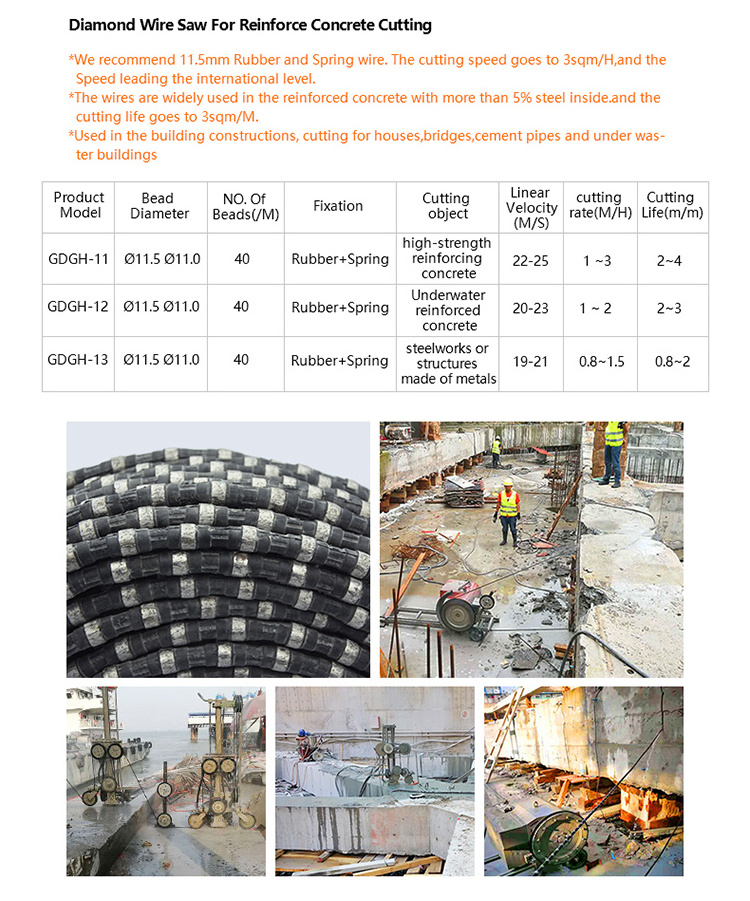 Diamond Wire Saw For Mining Cutting Granite And Marble best cutting tools 11.5 10.5 mm with best cutting rate