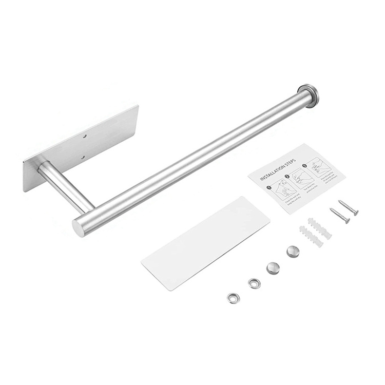 No Drilling Kitchen Under Cabinet Self Adhesive Towel Dispenser Rack SUS304 Stainless Steel Bathroom Kitchen Paper Towel Holder