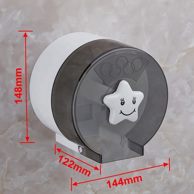 New Design Bathroom Accessories Cute Wall Mounted Plastic Water Proof White Grey Toilet Paper Holder