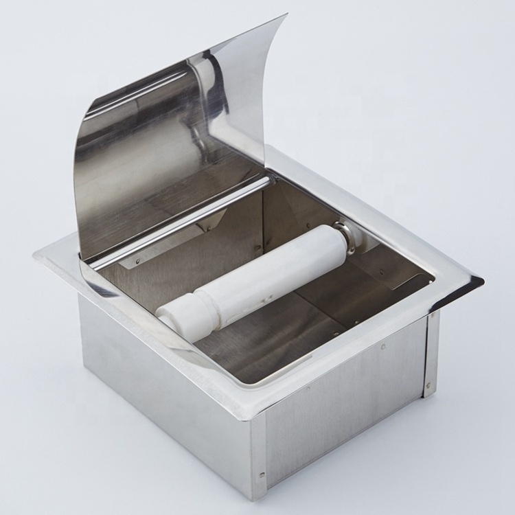 Economical Recessed Wall-in Waterproof Roll Tissue Holder Stainless Steel Toilet Paper Holder with Cover