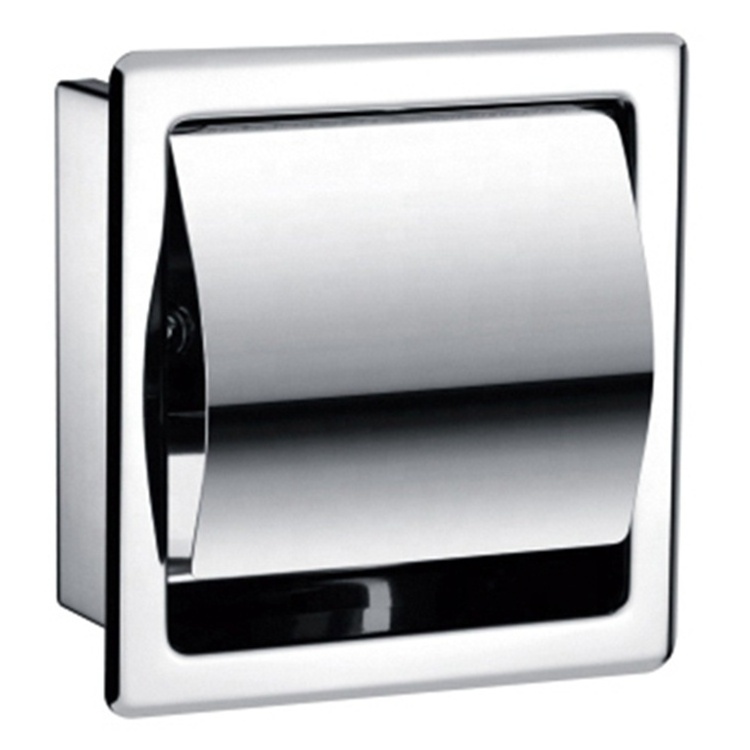 Economical Recessed Wall-in Waterproof Roll Tissue Holder Stainless Steel Toilet Paper Holder with Cover