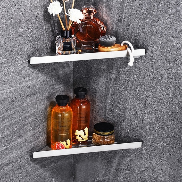 304 Stainless Steel Corner Shower Shelf SUS304 Rustproof Mirror Shining Triangle Bathroom Shower Caddy Basket Storage Organizer