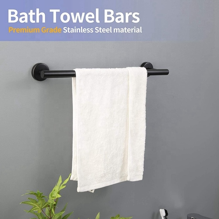 60cm 24 inches Single Towel Rail Bathroom Accessories Towel Bar Matte Black Stainless Steel Bath Towel Rack