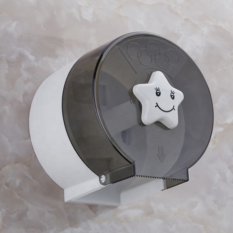 New Design Bathroom Accessories Cute Wall Mounted Plastic Water Proof White Grey Toilet Paper Holder