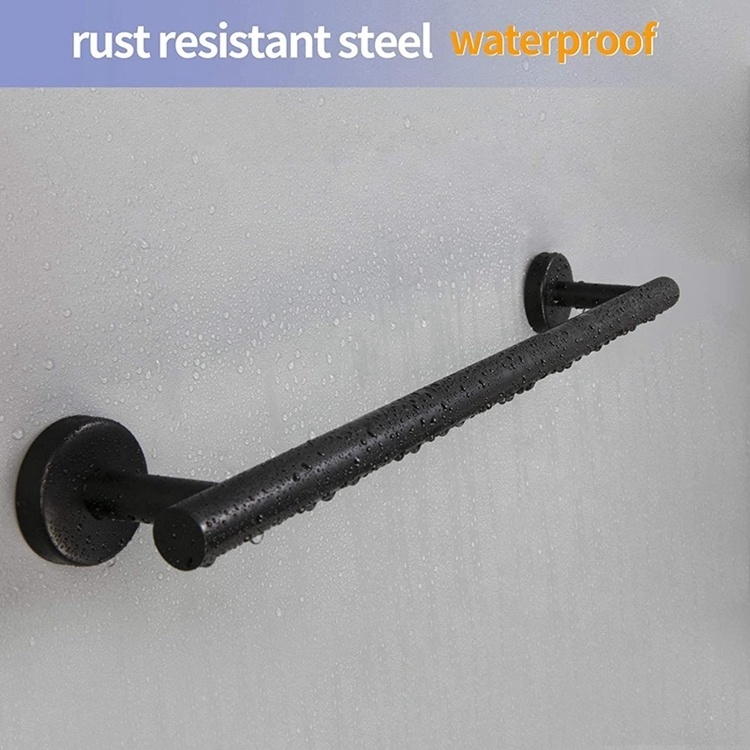 60cm 24 inches Single Towel Rail Bathroom Accessories Towel Bar Matte Black Stainless Steel Bath Towel Rack