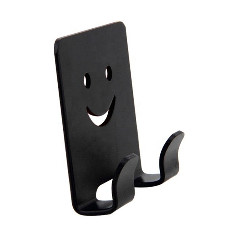 Colorful Adhesive Cute Smiling Face Aluminum Wall Hooks NO Drilling Clothes Hanger Hooks Towel Hook for Bathroom Kitchen Bedroom