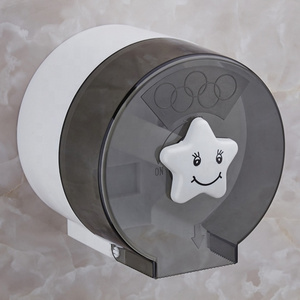 New Design Bathroom Accessories Cute Wall Mounted Plastic Water Proof White Grey Toilet Paper Holder