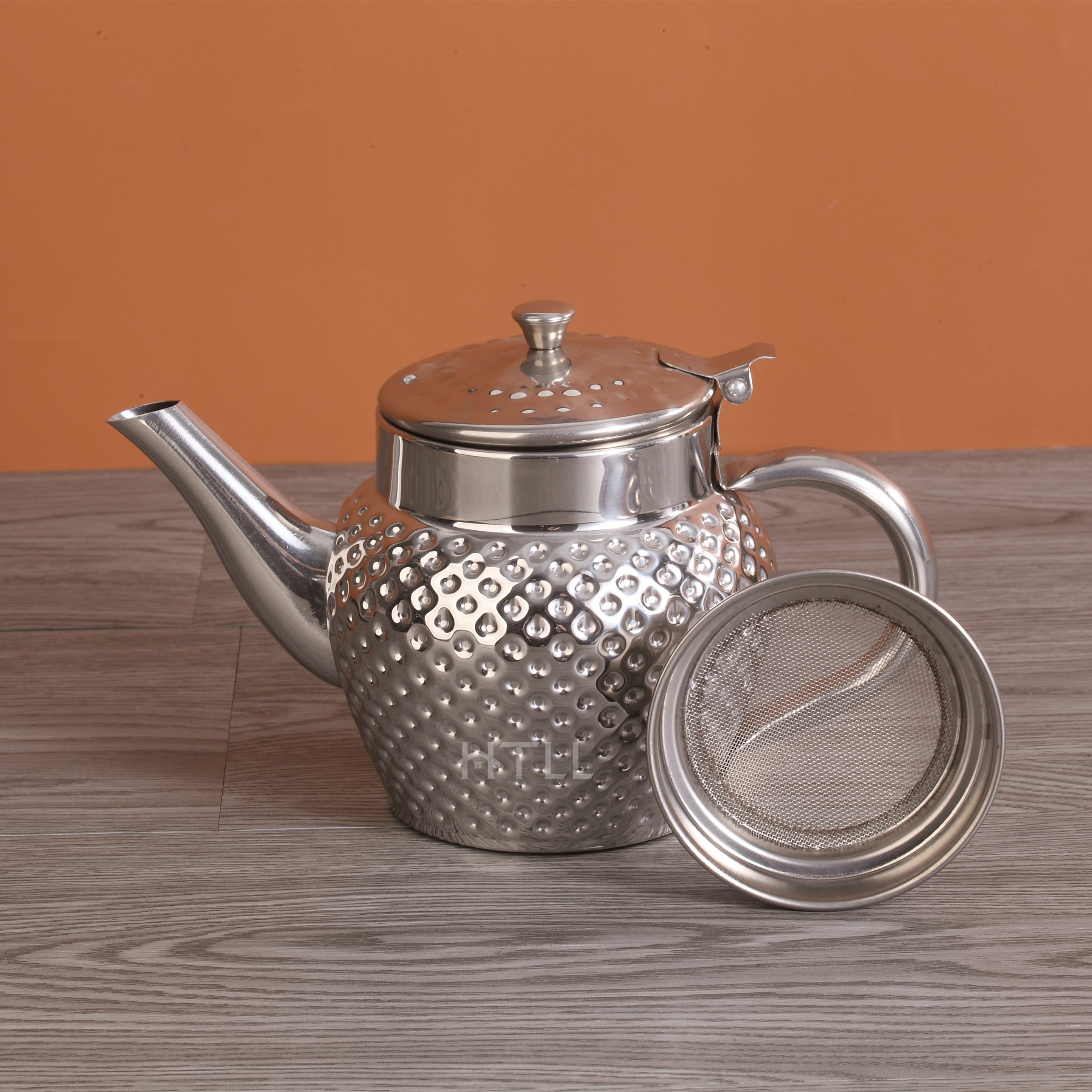 Drinkware tea serving silver color turkish tea pot stainless steel teapot Metal Flower Tea kettle with Strainer for home/hotel