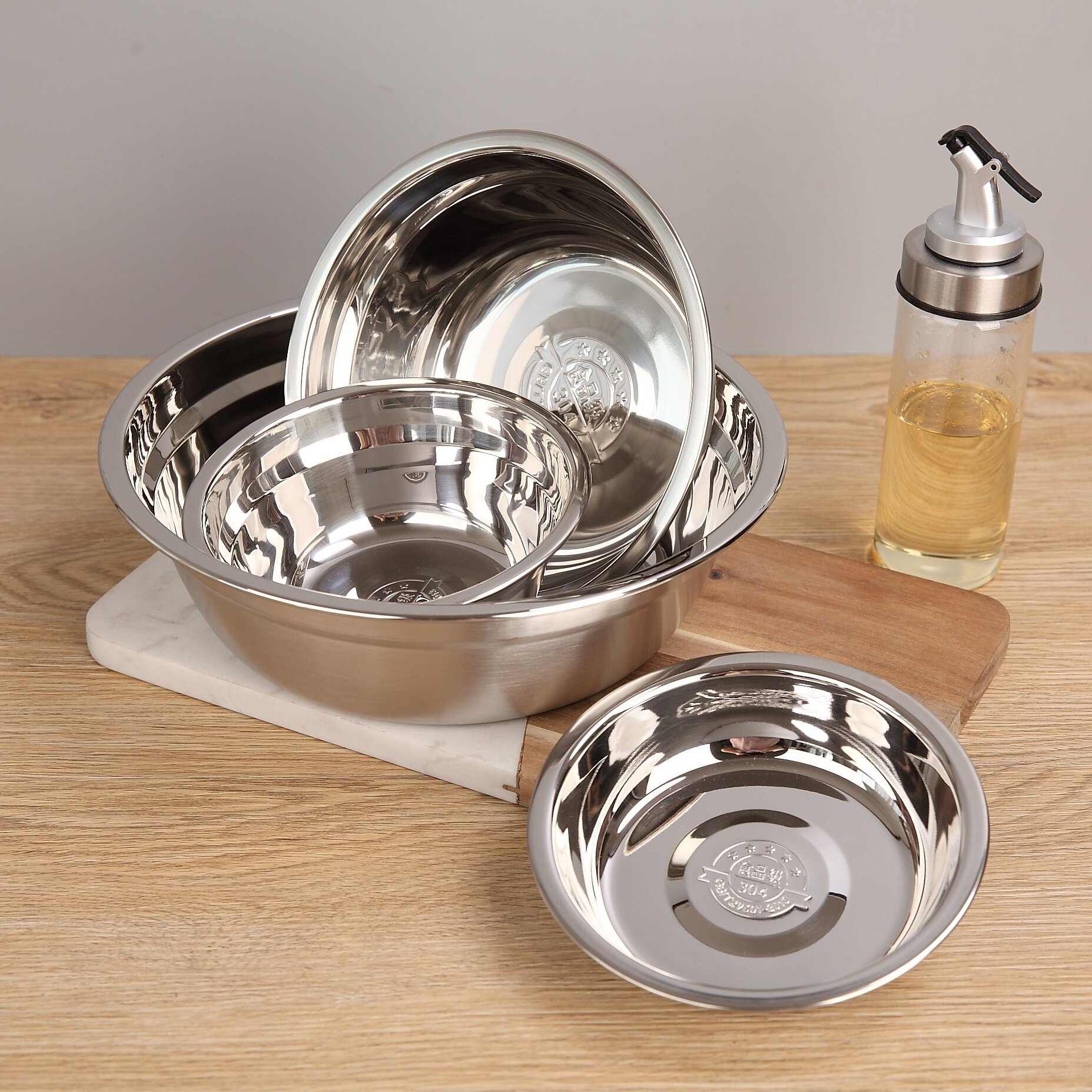 Hot Selling Wholesale Dough Bowl Korean Kitchen Commercial Eco Mixing Bowl Stainless Steel Metal Salad Bowl