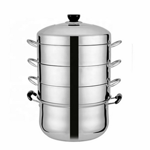 Factory Steamer Pot Multi Layers Stainless Steel 201 Dumplings Seafood Rice Cooking Food Steamer For Sale 4 layers set