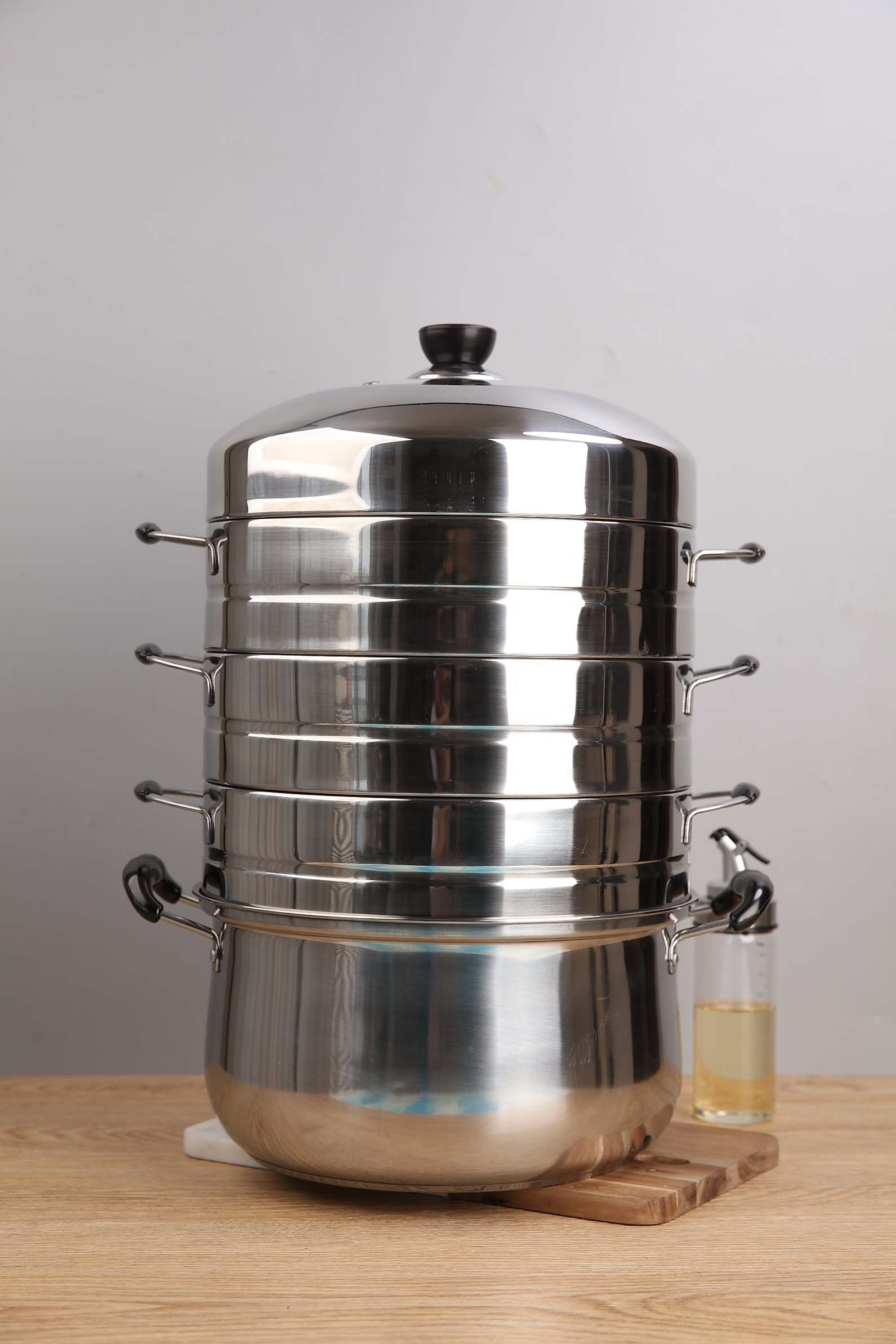 Factory Steamer Pot Multi Layers Stainless Steel 201 Dumplings Seafood Rice Cooking Food Steamer For Sale 4 layers set