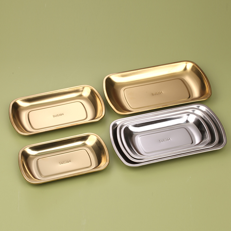 High Quality Stainless Steel 304 Square Plate Oven Trays Kitchen gold baking dishes & pans cooking tray serving tray