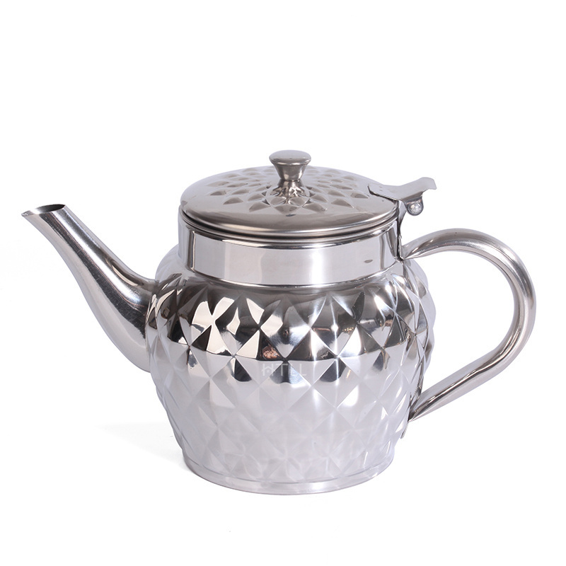 Best price of supplier stainless steel teapot for tea arabic kettle apple pot oil kettle Metal Flower Tea kettle with Strainer