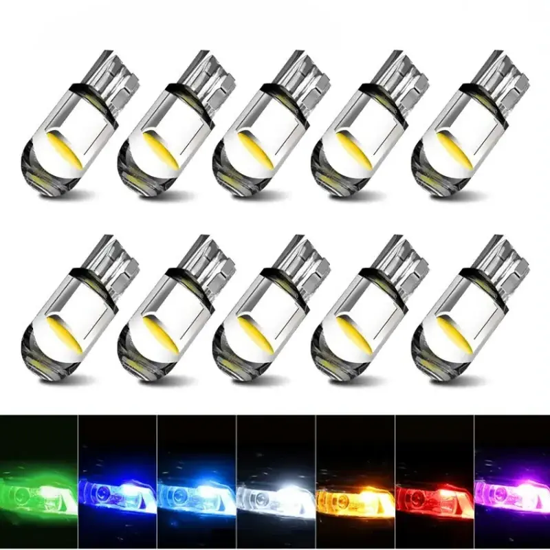 A80 Newest W5W Led T10 Car Light COB Glass 6000K White Auto Automobiles License Plate Lamp Dome Light Reading DRL Bulb Style 12V