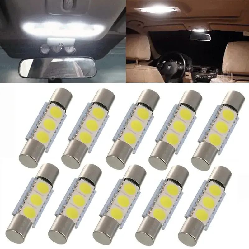 A80 Fuse Festoon Bulb 5050 3SMD 28mm 31mm Dome Interior Light & Car Auto Interior Sun Visor Vanity Mirror-White Light PA