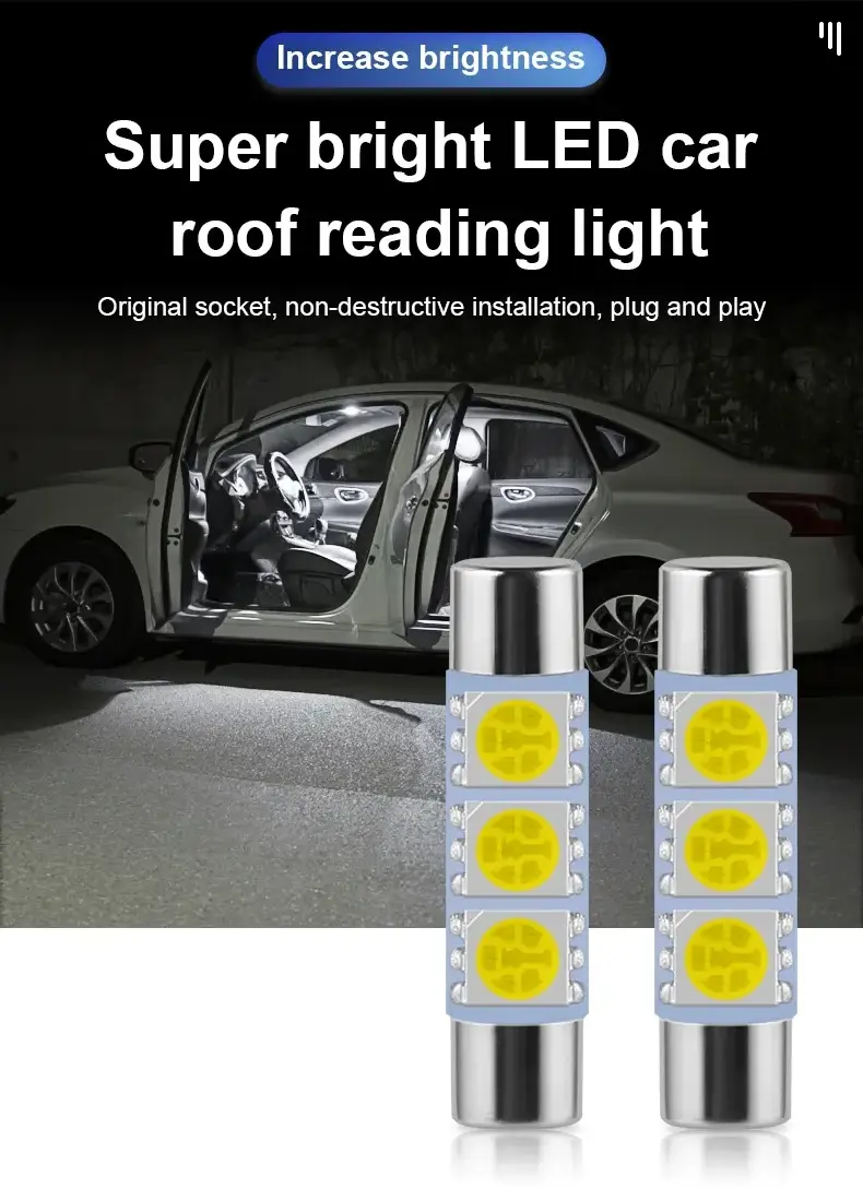 A80 Car Led bulbs 5050 3SMD Fuse Vanity Mirror Light Bulb Festoon Fuse LED Light T6 Car Interior Sun Visor Vanity Lighting