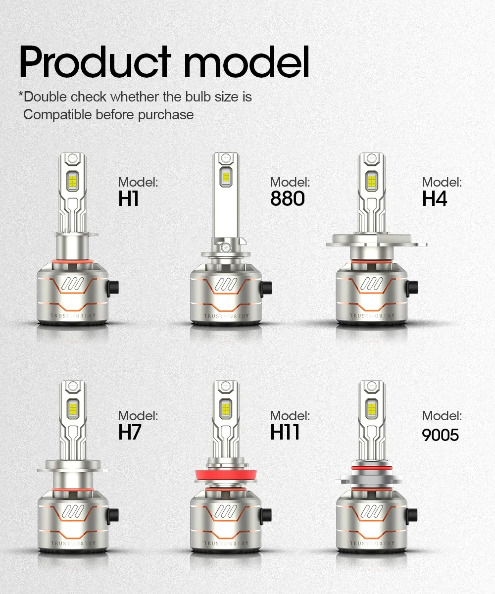 A80 Super Bright 120W  20000 Lumen H11 Led Headlight Car Light Bulb High Low Beam H4 Led Headlights